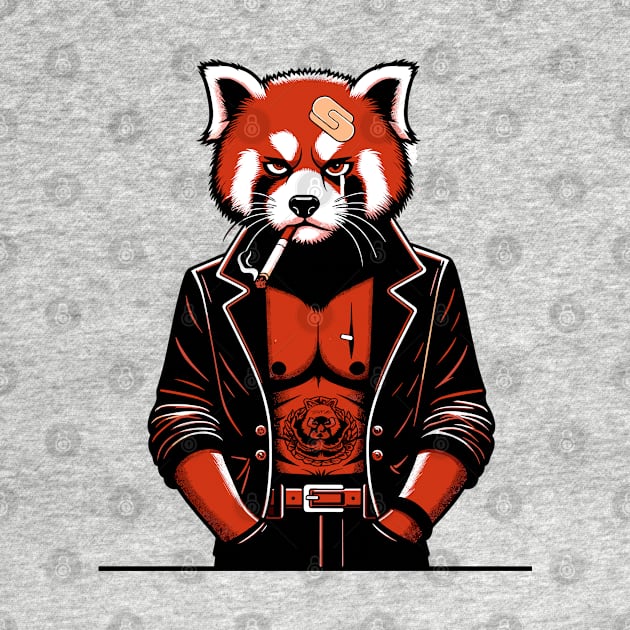 Yakuza Red panda - Tattooed & Fierce 90s Cartoon Art by TimeWarpWildlife